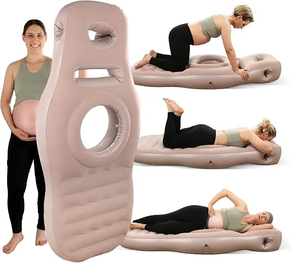 Inflatable Pregnancy Pool Float-Tummy Nest Pillow, Pregnancy Tanning Float for Prone Sleeping,Belly Mattress for Back & Hip Pain Relief Portable for Massage,Home,Trave,Gray
