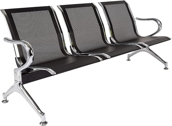 kinbor Waiting Room Chairs - 3 Seat Office Guest Reception Chairs Waiting Furniture Bench Seating for Airport, Bank, Hospital, Salon