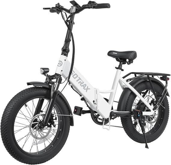 Gotrax R2/F2 20" Folding Electric Bike with 55 Miles (PAS) by 48V Removable Battery, 20Mph Power by 500W, Smart LCD Display and 5 Pedal-Assist Levels, 7-Speed&Front Shock Absorber for Off-Road Bicycle