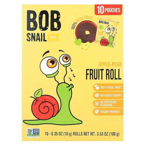 Bob Snail Fruit Rolls, Apple-Pear, 10 Pouches, 0.35 oz (10 g) Each