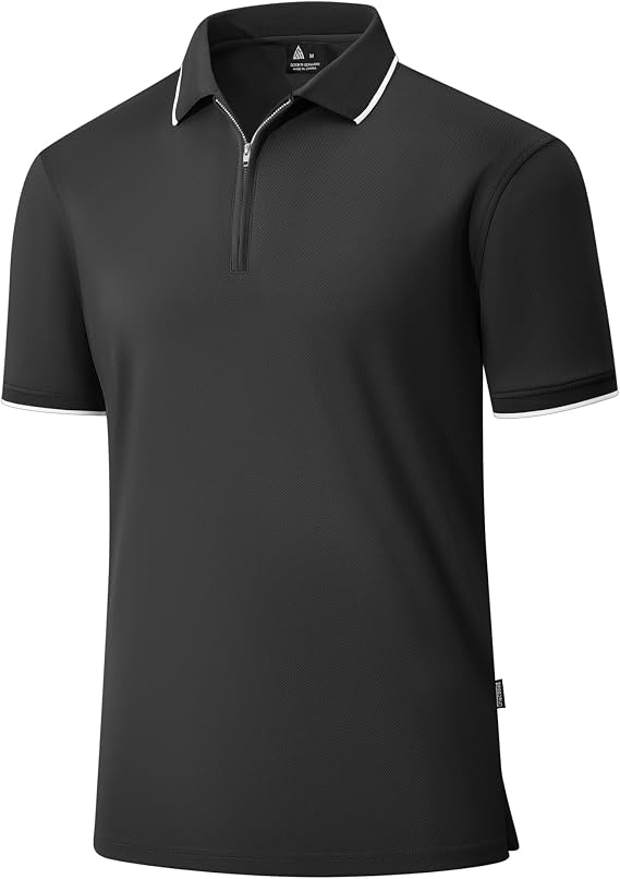Polo Shirts for Men Quarter Zip Pullover Golf Shirts Short Sleeve Casual | Moisture Wicking, Ligthweight, 1/4 Zip Pullover, Smooth Zipper, Casual, Business, Athletic, Outdoor
