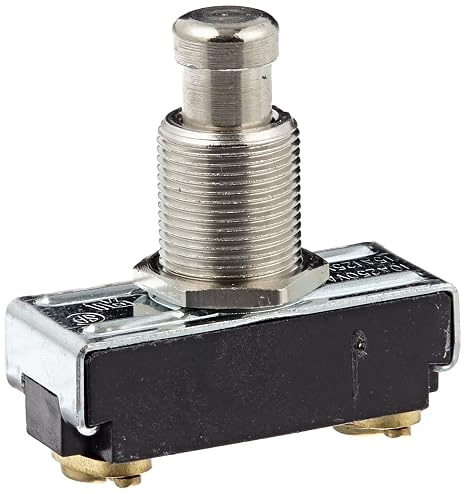 NSI 76070PS Push Button Switch, Off-On Circuit Function, SPST N.O, Brass/Nickel Actuator, 15/10 amps at 125/250 VAC