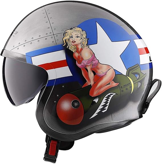 LS2 Spitfire Bomb Rider Open Face Street Motorcycle Helmet - Brushed Alloy / X-Small