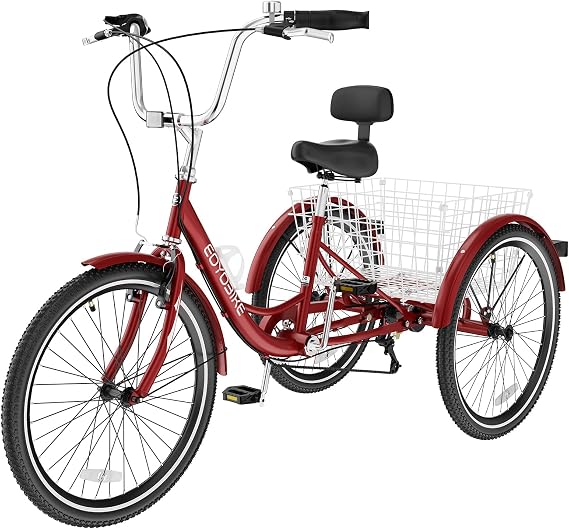 DoCred Adult Tricycles, 3 Wheel Bikes for Adults 20/24/26 inch 7 Speed Adult Trikes Bicycles Cruise Trike with Shopping Basket for Seniors, Women, Men