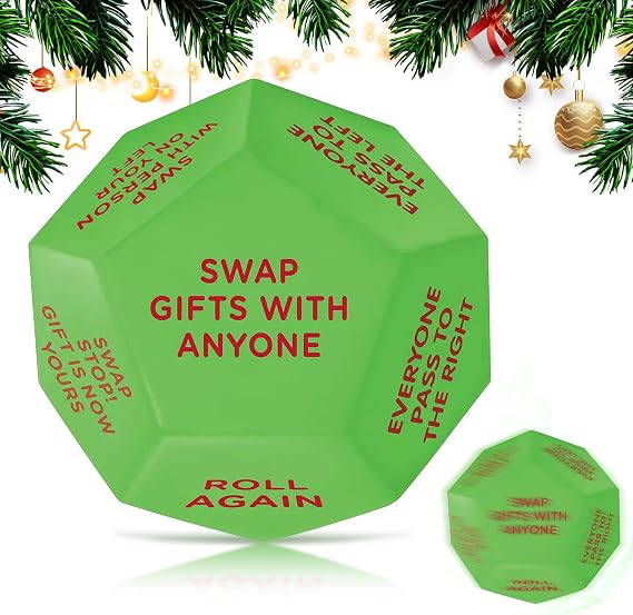 kykake 2026 New-Santa Swap Gift Exchange Dice,3 * 3in Exchange Gifts Family Game,Stocking Stuffers for Men Women, Anniversary Christmas Birthday Gifts for Men Women, Large Dice Party Gifts for Xmas
