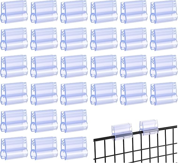 30Pcs Grid Wall Sign Holder Clips,Upgrade Wire Shelf Label Holder,Grid Display Card Holder,Plastic Grid Clips Grid Wall Accessories for Wire Rack for Hanging Product Labels Multi-use Grid Sign Clips