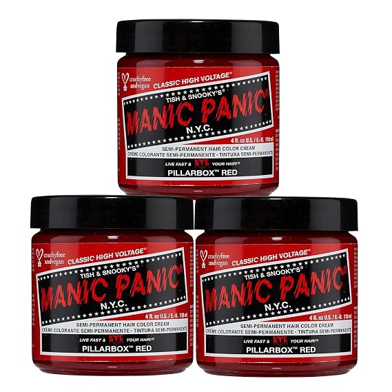 Manic Panic Semi Permanent Pillarbox Red Hair Dye, 4 oz, 3 Pack