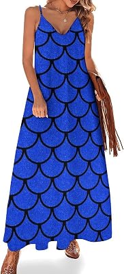 Womens Maxi Dress 70s Summer Sun Dresses Casual Loose Long Dress V Neck Sleeveless Hawaiian Dresses