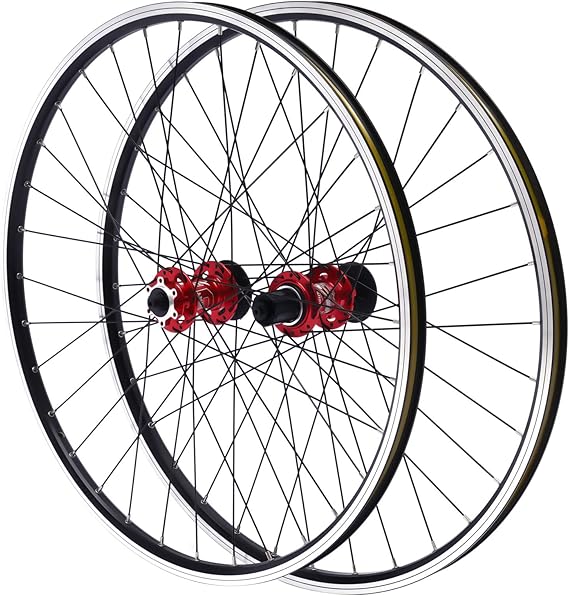 27.5 Inch Wheelset, Aluminum Alloy Bike Wheels, Rim Disc Brake Mountain Bike Wheelset with Quick Release Lever and Spokes, Front Rear Mountain Bike Wheels Black