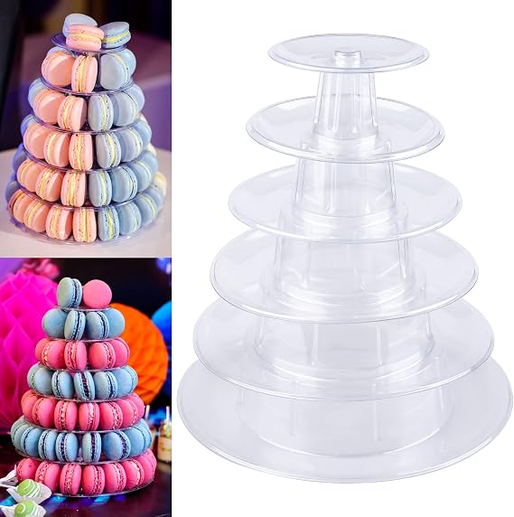 Nizirioo Round Macaron Tower Stand, 6 Tier, Food-safe PVC, Kitchen Stand for Weddings, Party Decoration, Cake Stand