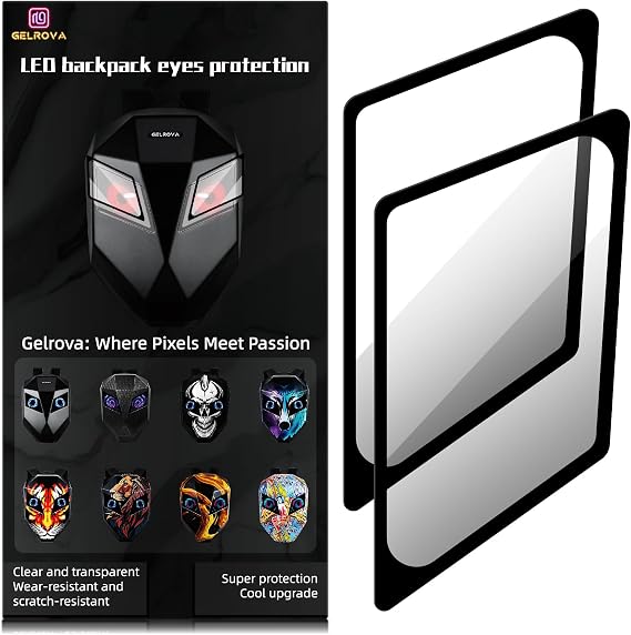 Gelrova LED Backpack Tempered Glass Screen Protector Knight Seise Large Size- Fits Skull, Flaming, Carbon, Graffiti, Road King, Tiger, Wolf, Lion