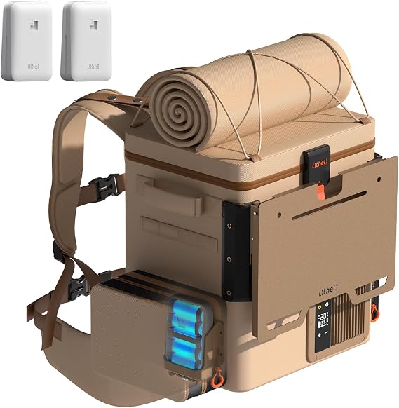 LiTHELi 12 Volt Portable Refrigerator with 2 U20 Batteries,20L/21QT Car Fridge, Portable Freezer (-4F~68F),Compressor Cooler with 12V/24 DC for Outdoor Camping Overlanding Truck RV SUV Van