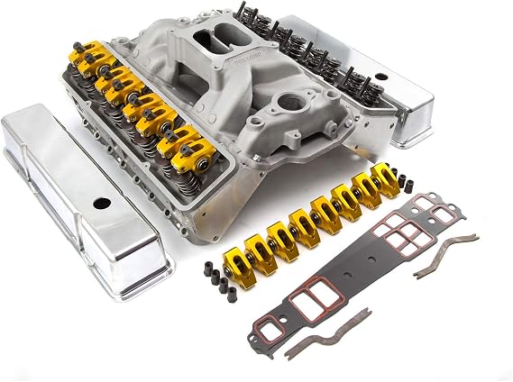 Top End Engine Combo Kit Compatible with Small Block Chevy 265/283/305/307/327/350/383/400 - Hydraulic Roller Cam, Matched Heads, Lifters, Pushrods, Springs, Gaskets - Bolt-On Power
