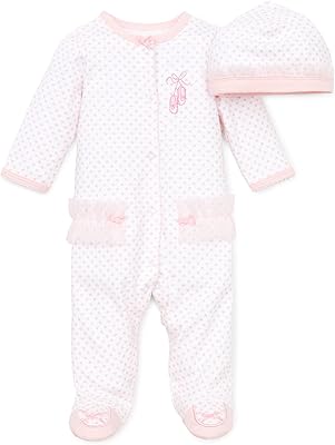 Little Me Clothes for Baby Girls 100% Cotton Scratch-Free Tag Footie Sleeper, Preemie to 9 Months