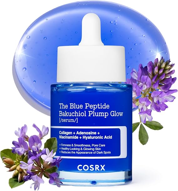 COSRX The Blue Peptide Bakuchiol Plump Glow Serum 50 ml, GHK-Cu Copper Peptides & Bakuchiol Facial Serum for Hydration, Firmness & Glass Skin Glow, Korean Skincare