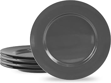 Reston Lloyd 6 Piece Melamine Salad Plate Set, Gray