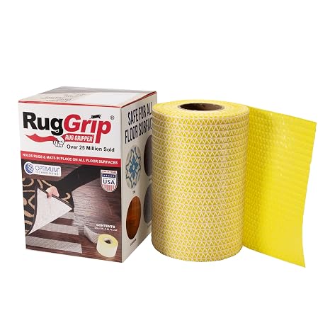 Rug Grip Rug Gripper Double Sided Non-Slip Residue Free Carpet Tape for Area Rugs and Runners - Works on All Floor Types including Hardwood, Tile, Carpet and Vinyl (6in" x 25ft)