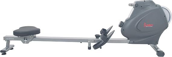 Sunny Health & Fitness Foldable Magnetic Rowing Machince for Home, 44" Long Rail & 16-Level Resistance Rower for Cardio Workout, Free SunnyFit Training App, Optional Footplate for Standing Exercises