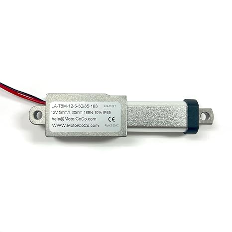 Stainless Steel Micro Electric Linear Actuator | LA-T8M 12V 5mm/s 30mm 188N 10% IP65 | Stroke Acme Metal Material Housing Body Actuator/for Robotics, Industrial Automation