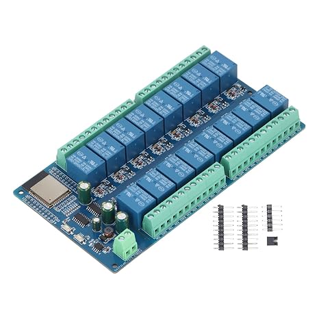 16 Channel Relay Module,WROOM-32E WiFi BLE DC 5-12V Input 16 Relay Output Board for Smart Home Automation IoT Control and Secondary Development