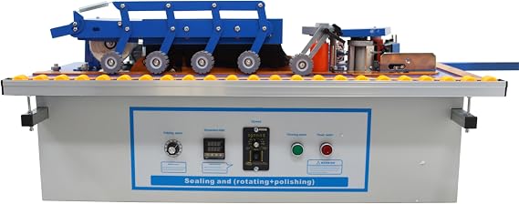 TECHTONGDA Woodworking Edge Bander Countertop Automatic Edge Banding Machine Curve Straight Edge Banding Machine with Control Panel Adjustable Speed 0-6m/min