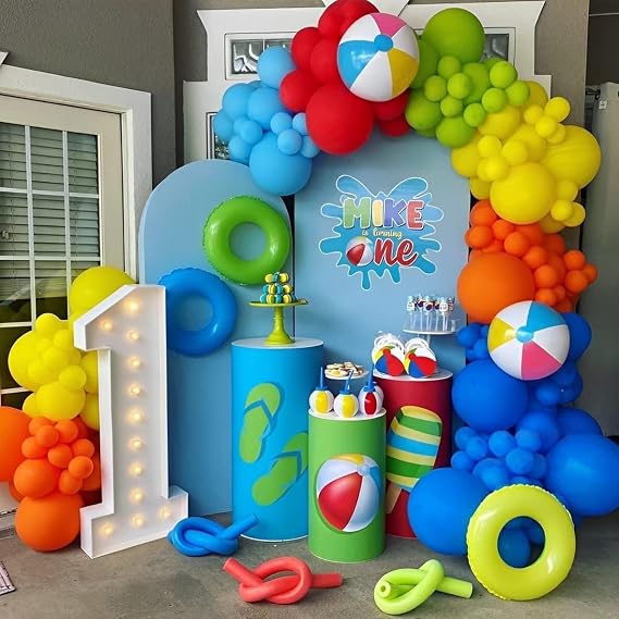 Pool Beach Party Decorations 146pcs Hawaiian Tropical Balloon Garland Arch Kit for Summer Luau Hawaiian Birthday Party Supplies