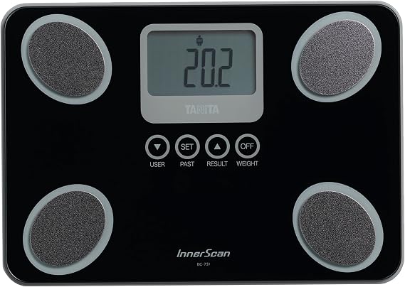 Tanita BC-731 Digital Bathroom Scales Black – Smart Scales for Body Weight and Fat, Glass Weighing Scales Body Weight, 10 Measurements, Large LCD, Bathroom Scales