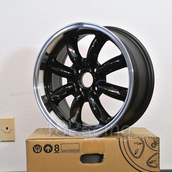 4 PCS ROTA RB WHEELS 17X7.5 PCD: 4x100 OFFSET: 45 HB:56.1 BLACK WITH POLISH LIP