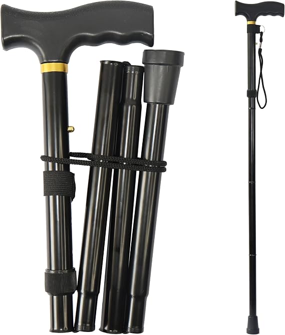 Folding Canes for Men and Women, Floral | 5-Level Adjustable Height, Lightweight Collapsible, Aluminum, Wrist Strap, T Handle, Walking Sticks for Seniors Adults