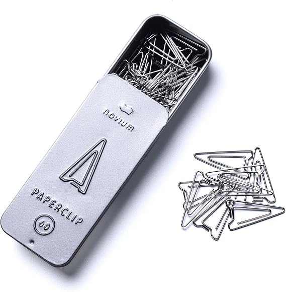 novium Shuttleclips - 60pcs Silver Paper Clips with Unique Design, Small Size (0.75 inch) - Compatible with Shuttleport the Space-Themed Magnetic Clip Holder