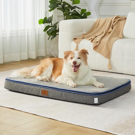 LIORCE Memory Foam XL Dog Bed - 4 Thick Orthopedic Beds for Extra Large Dogs - Waterproof Dog Bed with Removable Washable Cover & Wrap-Around Zipper - Ultimate Comfort and Easy Maintenance