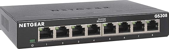 NETGEAR 8-Port Gigabit Ethernet Unmanaged Network Switch (GS308) | Essentials Model, Home Network Hub, Office Ethernet Splitter, Plug-and-Play, Silent Operation, Desktop or Wall Mount