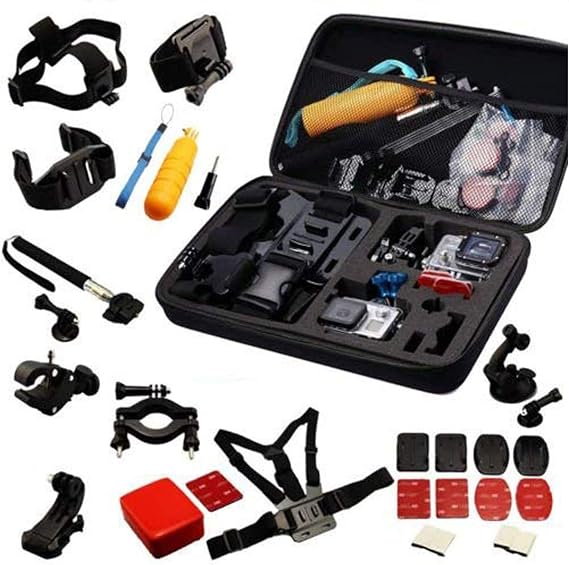 Navitech 30-in-1 Action Camera Accessories Combo Kit with EVA Case - Compatible With The Vmotal Action Camera