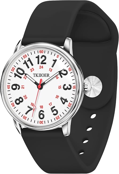 TKIIOER Nurse Watch for Nurse Medical Professionals Students Women Men, 50M Waterproof 12/24 Hour Military Time Luminous Easy Read Dial, Second Hand Watch for Nursing