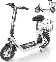 Caroma Peak 1200W Electric Scooter Adults, Electric Scooter with Seat and 12 Shock-Absorbing Tires, 500Wh Battery up to 30Miles&20MPH, Foldable Adult EScooter with Basket for CommutingGrey