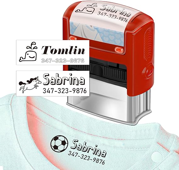 Personalized Clothing Stamp | Custom Clothing Stamp | Permanent Inking Name Stamp for Shirt Clothes Uniforms Jersey (Style-10)