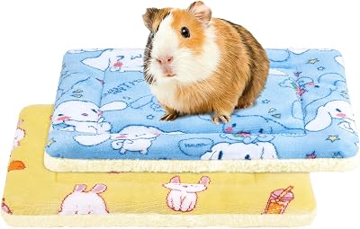 2 Pcs Guinea Pig Bed, Washable Rabbit Bunny Bed Mat Soft Small Animal Winter Bed Pads Sleeping Pads for Rat Chinchilla Hedgehog Hamster Squirrel Ferret 13 x10 inch