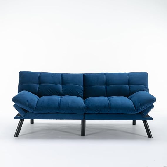 70.87" Convertible Folding Modern Sofa,2 Seat Sofa,with 3 Level Adjustable Backrest & Arm,Modern Couch Bed,for Small Apartment,Living Room,Office,Navy Blue