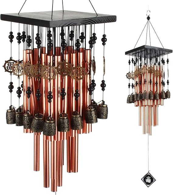 Wind Chimes for Outside, 30" Memorial Wind Chimes with 28 Pieces Tubes and 16 Copper Bell for Garden, Patio,Window Hanging Decoration, Bronze Memorial Sympathy Gifts for Mom