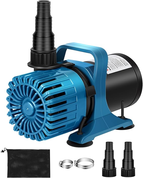 TONGCHANT 1800 GPH Pond Pump for Fish Pond Fountain & Waterfall, 14FT Lift | 100W Submersible Water Pump with 180 Rotatable Nozzle, Filter Bag & 20FT Cord, Ultra-Quiet Operation, UL listed