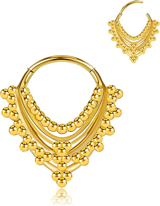 Nose Rings 16G Hoops Shape Septum Rings Stainless Steel Septum Clickers Hypoallergenic Cartilage Earring Piercing Jewelry Lobe Daith Snug Belly Button Ring for Women Men