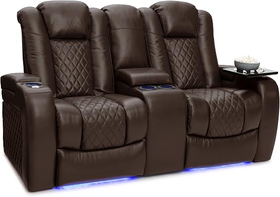 Seatcraft Euphoria Home Theater Seating Brown Loveseat with Storage