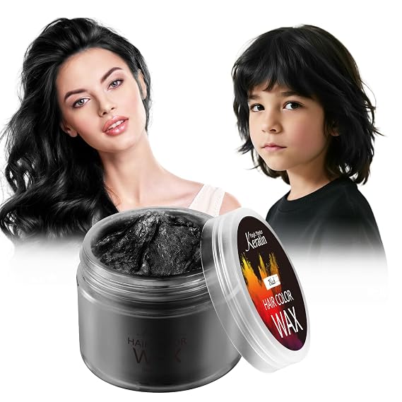 Black Temporary Hair Color Wax, 3.4 Fl Oz, Natural Washable Temporary Hair Color Gel for Kids Girls Women & Men Dark Hair, Party, Cosplay, Festival & Halloween
