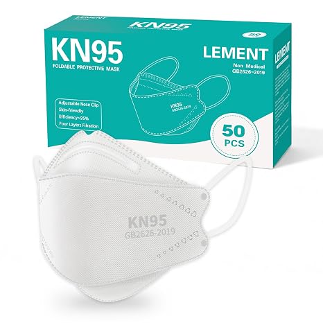 LEMENT KN95 Face Masks,50 Pack Breathable Dust Safety Mask For Adult, White
