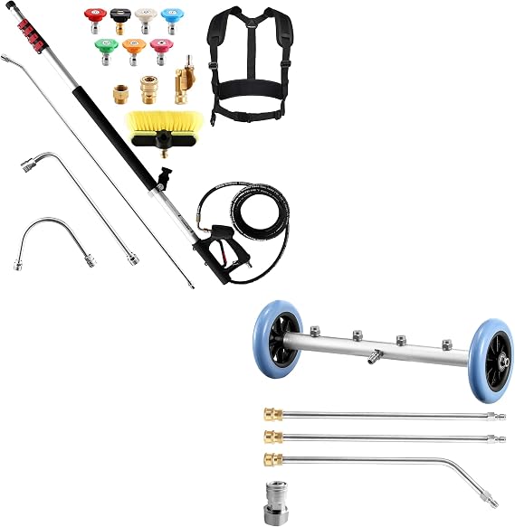 RIDGE WASHER 24 FT Telescoping Pressure Washer Wand, 16 Inch Undercarriage Car Washer