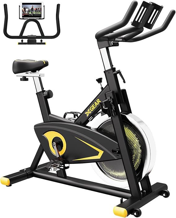 XGEAR Indoor Cycling Bike, Stationary, Exercise Bike, Fitness Bikes with Ipad Mount for Gym, Home Cardio Workout Upgraded Version