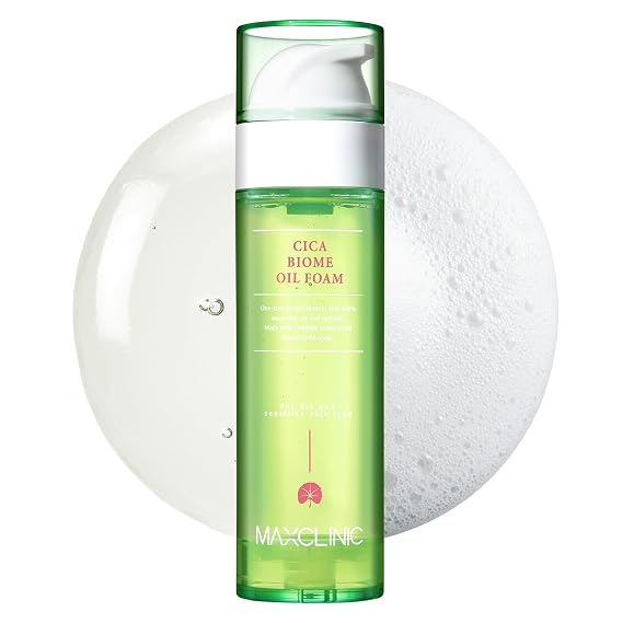 MAXCLINIC K Beauty Cica Biome Oil To Foam - Makeup Face Wash Cleanser | Soothing & Hydrating, Makeup Remover, Cleansing Oil, Oil-Based Foaming Facial Cleanser, Cica Ceramide, Sensitive Skin Types