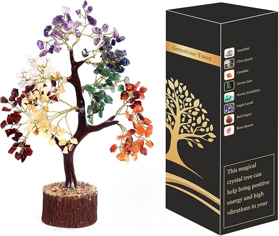 Seven chakra crystal tree of life for positive energy-feng shui tree, bonsai tree Healing Stones Crystal Tree money tree, home decor 7 chakra tree stone tree healing crystals spiritual & return gifts