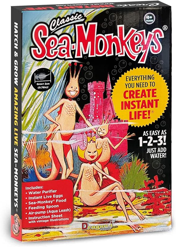 Sea-Monkeys: Retro Instant Life Kit - Tiny Brine Shrimp Growth Set, World's Only Instant Pet, Create Life, Just Add Water, Educational Kit, Kids 6+