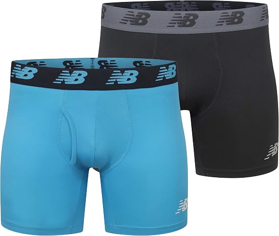 New Balance Mens Premium Performance 6" Boxer Brief Underwear (Pack of 2)